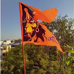 elligator Shri Ram and Hanuman flag (Size 30×45 INC) HIndu Flag Double Sided Wind Outdoor A-Foldable Outdoor Flag image 3
