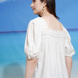 tokyo talkies Casual Regular Sleeves Solid Women White Top image 2