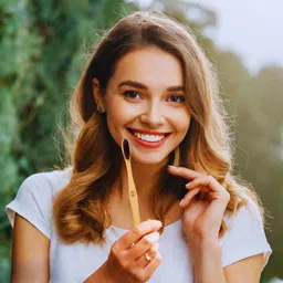 naturally Eco Friendly 100% Natural Bamboo Toothbrush Teeth Whitening Soft Bristles (PO1) Soft Toothbrush image 5