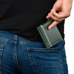woco Men Formal, Casual Green Genuine Leather Wallet image 3