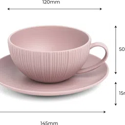 vola global llp Pack of 4 Porcelain Vogue - Cup & Saucer - Coupe - Set of 4 - Quicksand image 3