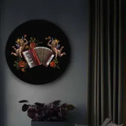 Round Multicolour Angels Playing The Accordion Canvas Art Print By The Artment-picture-33