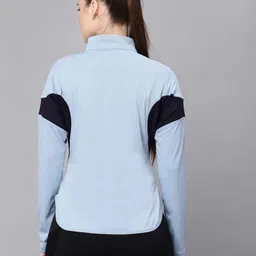 jump usa Women Solid High Neck Polyester Blue T-Shirt image 5