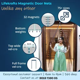 lifekrafts Automatic Closure Fiberglass Magnetic Door Fibre Washable Adults Mosquito Net image 3