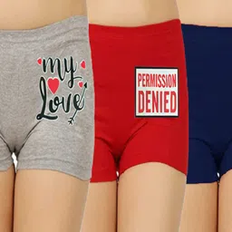jocker Pack of 3 Printed Women Grey Basic Shorts image 1