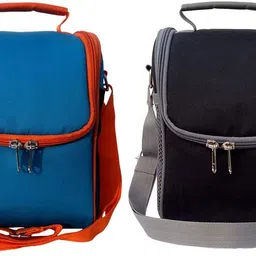aafeen Sky Blue+Black Combo Offer for man and Women Waterproof Lunch Bag image 2