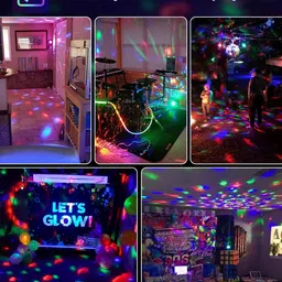 crazyabbs LED Disco Ball Party Lights, Sound Activated RGB Stage Strobe Light with Remote Disco Ball Set image 4