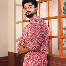 koshin Men Embroidered Khadi Silk Straight Kurta-picture-16