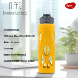 pigeon CLEAR GLASS WATER BOTTLE 750ML - YELLOW 750 ml Bottle image 3