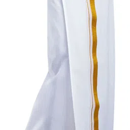 Prakasam Cotton Premium Quality Welcro Pocket ( sticker Dhoti) Jari Cotton White Solid Men Dhoti-picture-24