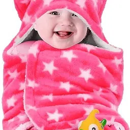 kochikame single Hooded Baby Blanket For Mild Winter(Woollen Blend,Printed Pink) Sleeping Bag-picture-27