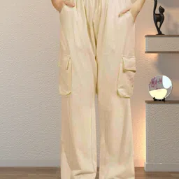 karan Women Regular Fit Beige Cotton Blend Trousers-picture-27