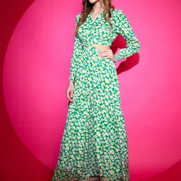 sheetal associates Women Fit and Flare Green Maxi/Full Length Dress image 5