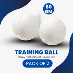 nongi White Heavy Plastic Ball (Pack of 2 | 80gm Per Ball) Plastic Cricket Ball Cricket Training Ball-picture-25