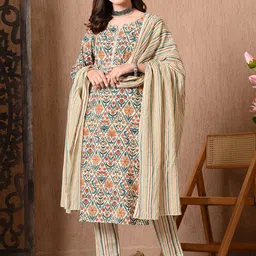 girbana Floral Print Kurta, Trouser/Pant & Dupatta Set image 5