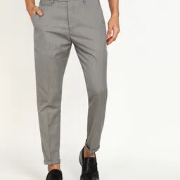peter england Men Skinny Fit Grey Polycotton Trousers-picture-12