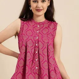 amanfab Casual Sleeveless Floral Print Women Pink Top-picture-18