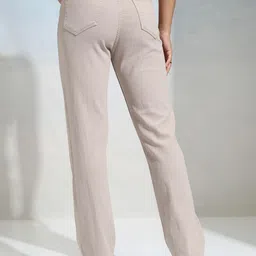 tokyo talkies Women Straight Fit Mid Rise Beige Jeans image 2