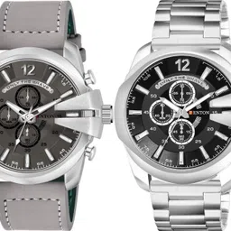 fenton Trendy Chronograph Watch, Stainless Steel Case, Grey Leather Strap-Grey::Black Analog Watch - For Men FNW-DSL-17-GREY_FNT-014-picture-34