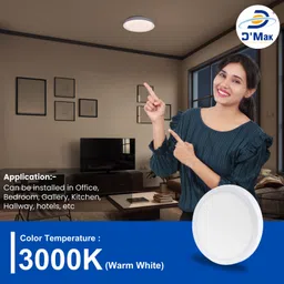 d'mak 22 Watt LED Warm-White Round Surface Panel Lights (Pack of 4) Ceiling Light Ceiling Lamp image 5