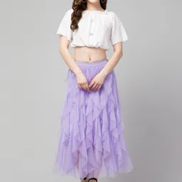 sukhharta Women Solid Flared Purple Skirt image 1