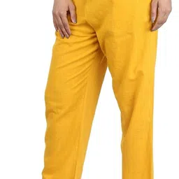 ghk fashion Women Regular Fit Yellow Pure Cotton Trousers-picture-27