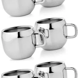 limetro steel Pack of 6 Steel Stainless Steel High Polish Double Wall Tea & Coffee Cups Set of 6 For Home & Office-picture-21