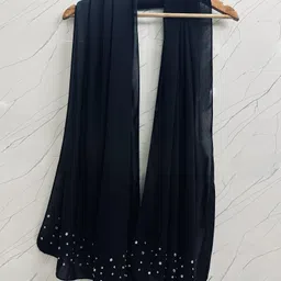 qalb luxuria Self Design Georgette Women Black Stole image 3