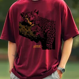 ausk Men Printed Round Neck Cotton Blend Maroon T-Shirt-picture-16