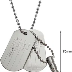 m men style Military Army Name Locket Dog Tag Chain With Plain Dog Tag Pendant SPn2022393 Sterling Silver Zinc, Metal Pendant image 2