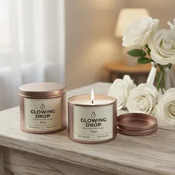 glowing drop Matte Rose Gold Rose Soy Candle Tin | Luxury Scented Gift Candle-picture-42