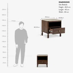 orange tree Ukti Marble Bedside In Walnut Finish image 2