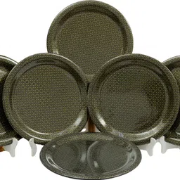 globenox Pack of 6 Melamin Heavy Melamine Plate Dinner Set Pack of 6 Golden Line Design Dinner Set-picture-14