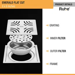 ruhe Floor Stainless Steel Push Down Strainer image 3