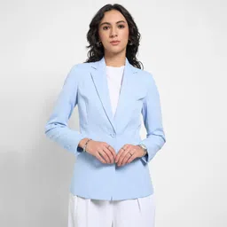 annabelle by pantaloons Women Solid Mandarin Casual Blazer-picture-12