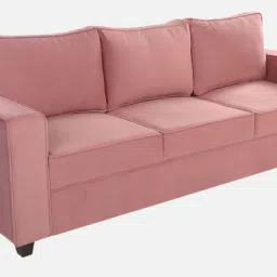 casacraft from pepperfry Nyson Velvet 3 Seater Sofa In Blush Pink Color image 5