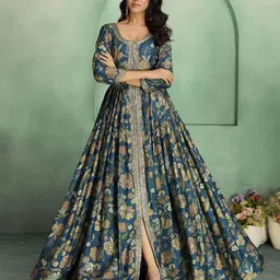madhuram Printed Viscose Rayon Stitched Anarkali Gown-picture-23