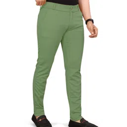 shreyannk Men Slim Fit Green Lycra Blend Trousers image 3