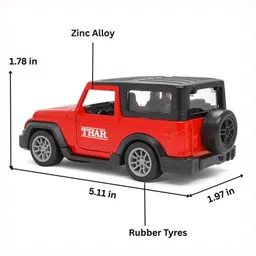 kidiverse Metal Pull Back Thar Toy Car with Light & Music, Openable Doors Zinc Alloy image 2