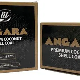lit Angara Premium Coconut Shell Coal, Long Burning, Low Smoke Barbeque Charcoal - (Charcoal 250 Gram) Hookah Charcoals image 1