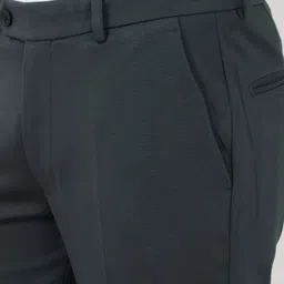 peter england Men Slim Fit Green Polyester Trousers image 5