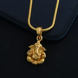pyr jewels Ganesh ji Gold Plated Pendant With Gold Plated Chain For Men Boys Girls Boys Gold-plated Brass Pendant Set-picture-11