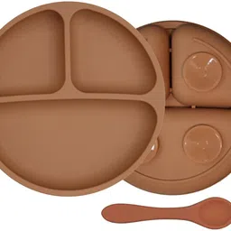 funblast Silicone Baby Feeding Plate with Compartments & Spoon, BPA-Free Baby Feeding Set - Silicone-picture-10