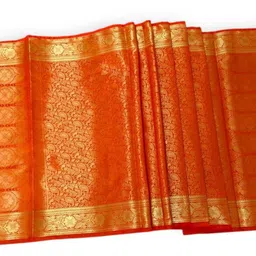 ishrattextile Art Silk Woven Orange Men Dupatta image 3