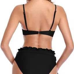 timi Solid Women Bikini Black Swimsuit image 2