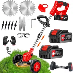 tazomi Electric Grass Cutter Machine for Garden, Lawn Mower & Weed Trimmer Electric Grass Cutter Machine for Garden, Lawn Mower & Weed Trimmer Battery & AC Adapter Push Lawn Mower image 1