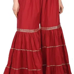 pi world Women Flared Maroon Viscose Rayon Trousers-picture-25