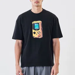 snitch Men Graphic Print Crew Neck Pure Cotton Black T-Shirt image 4