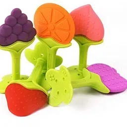 kajaree Silicone Fruit Teether & Food Nibbler & Spoon Bottle (Multicolor) (Pack of 3) Teether and Feeder image 2