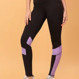 cosvos Color Block Women Black Tights image 4